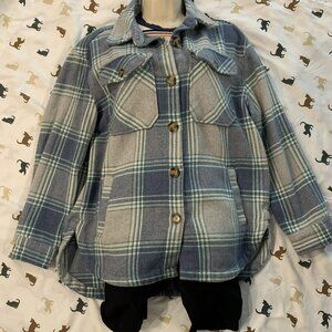 Blue and Grey Plaid Shacket